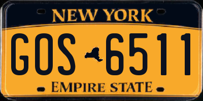 NY license plate GOS6511