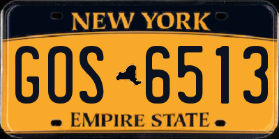 NY license plate GOS6513