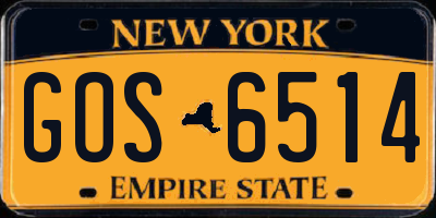 NY license plate GOS6514