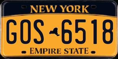NY license plate GOS6518
