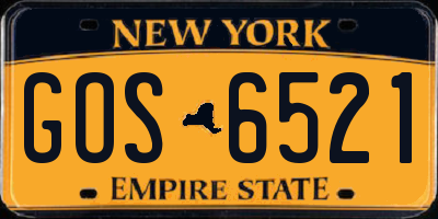 NY license plate GOS6521