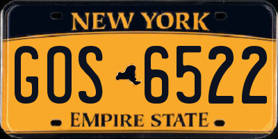 NY license plate GOS6522