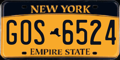 NY license plate GOS6524