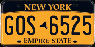 NY license plate GOS6525
