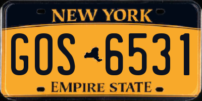 NY license plate GOS6531
