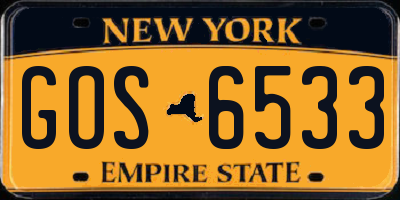 NY license plate GOS6533