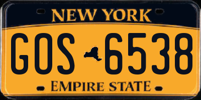 NY license plate GOS6538