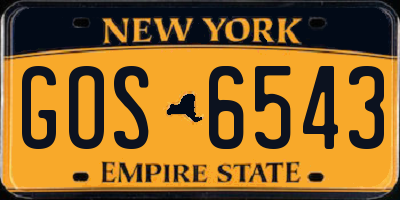 NY license plate GOS6543