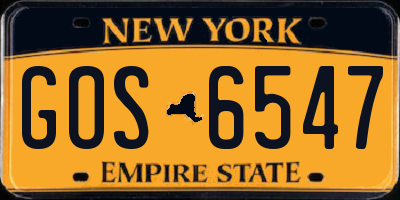 NY license plate GOS6547