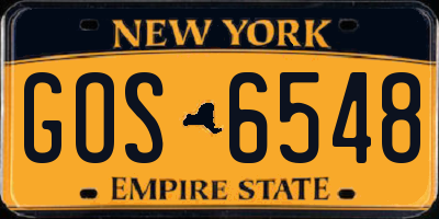 NY license plate GOS6548
