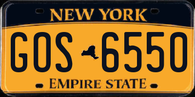 NY license plate GOS6550