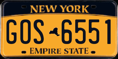 NY license plate GOS6551