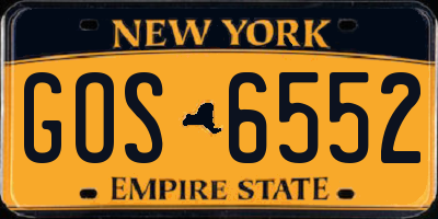 NY license plate GOS6552