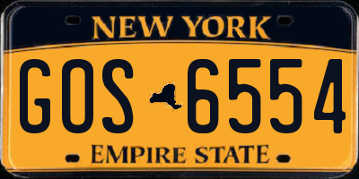 NY license plate GOS6554