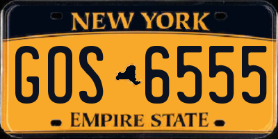 NY license plate GOS6555