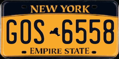 NY license plate GOS6558