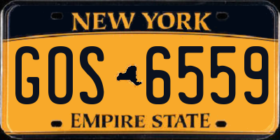 NY license plate GOS6559