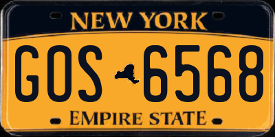 NY license plate GOS6568