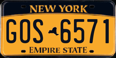 NY license plate GOS6571