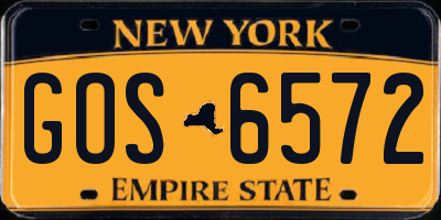 NY license plate GOS6572