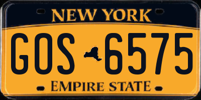 NY license plate GOS6575