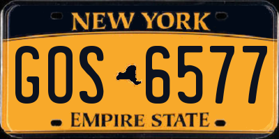 NY license plate GOS6577