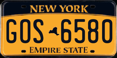 NY license plate GOS6580