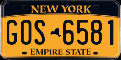NY license plate GOS6581