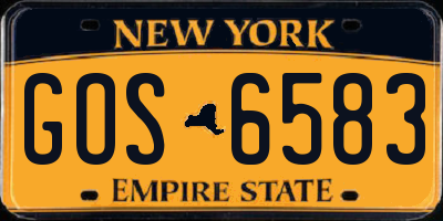 NY license plate GOS6583