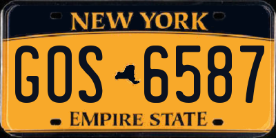 NY license plate GOS6587