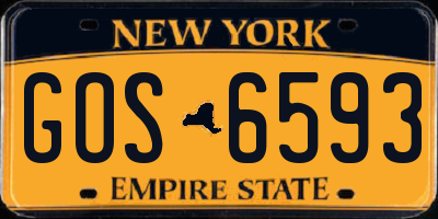 NY license plate GOS6593