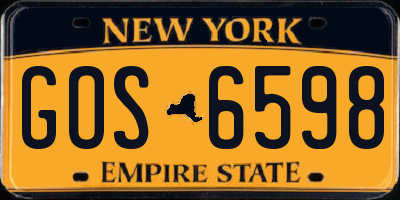 NY license plate GOS6598