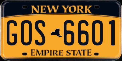 NY license plate GOS6601