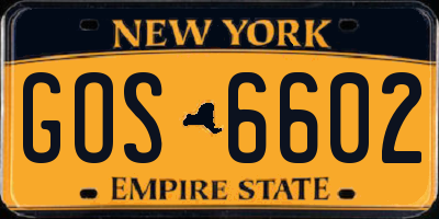 NY license plate GOS6602