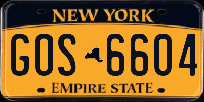 NY license plate GOS6604