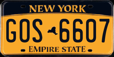 NY license plate GOS6607