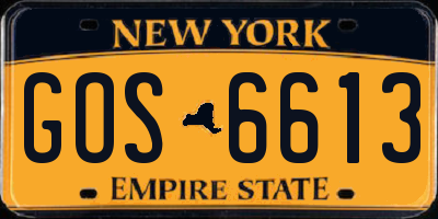 NY license plate GOS6613