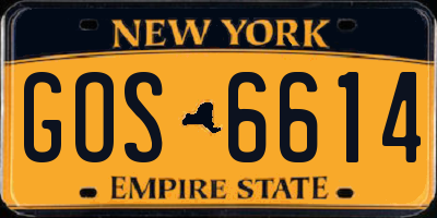 NY license plate GOS6614