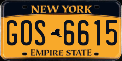 NY license plate GOS6615