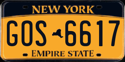 NY license plate GOS6617