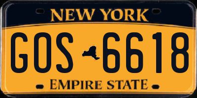 NY license plate GOS6618