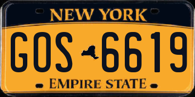 NY license plate GOS6619