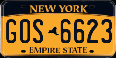 NY license plate GOS6623
