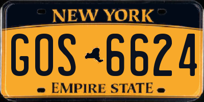NY license plate GOS6624