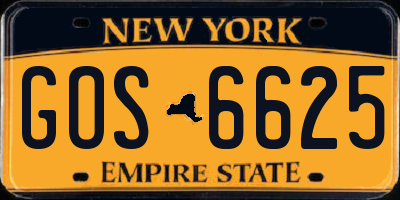 NY license plate GOS6625