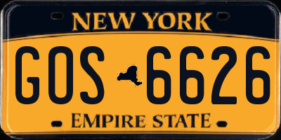NY license plate GOS6626
