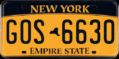 NY license plate GOS6630