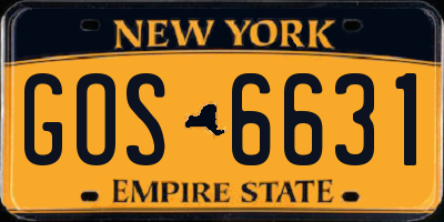 NY license plate GOS6631