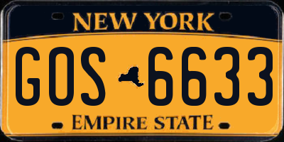 NY license plate GOS6633