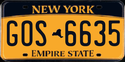 NY license plate GOS6635